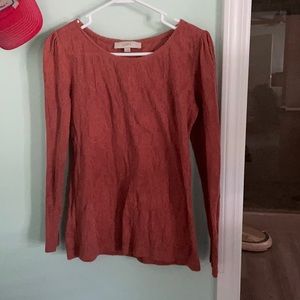 Coral burnt orange lace top